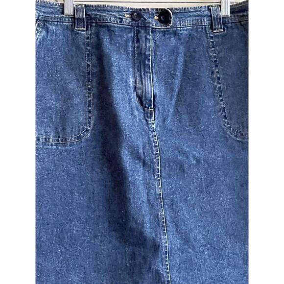 Appleseed’s Denim Skirt Size 18 Front & Back Pockets Belt Loops Button Zip - Picture 4 of 9